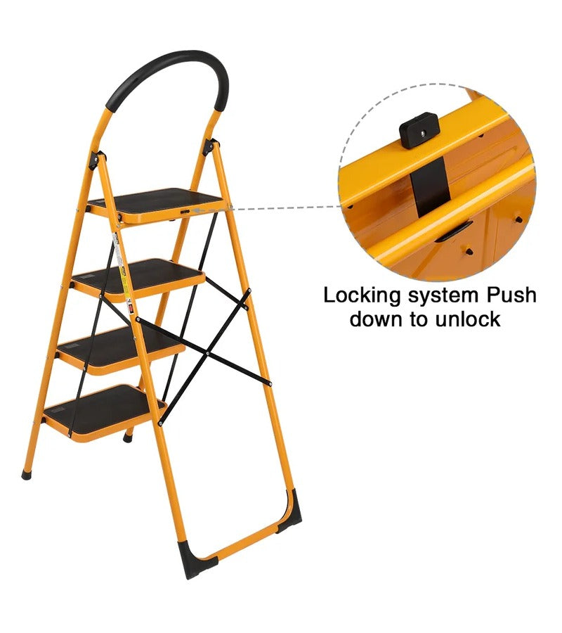 A8-Échelle Escabeau En Acier 4 Marches Pliant
